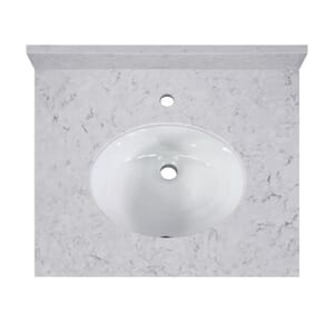 25 in. x 22 in. Rocky Mountain Quartz Vanity Top with Ceramic Basin