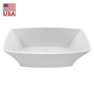 Weiss 65-1/2 in. Freestanding Mineral Composite Tub in Glossy White with White Drain