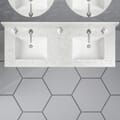 61 in. x 22 in. Rocky Mountain Quartz Double Vanity Top with Ceramic Basins