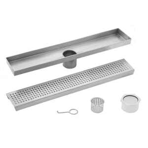 26 in. Stainless Steel Square Grate Linear Shower Drain