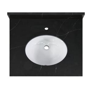 25 in. x 22 in. Broadway Black Quartz Vanity Top with Ceramic Basin