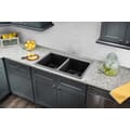 Dual Mount 33 In. X 22 In. 50/50 Bowl Quartz Kitchen Sink in Gray