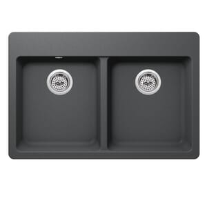 Dual Mount 33 in. x 22 in. 50/50 Bowl Quartz Kitchen Sink