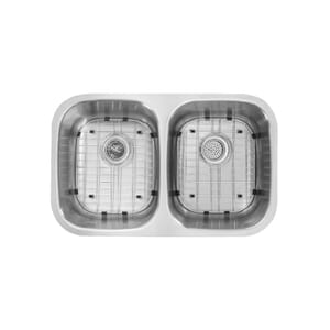 Undermount 29-3/8 in. 50/50 Bowl 18 Ga. Stainless Steel Kitchen Sink