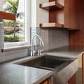 Transitional Single Handle Pull-down Kitchen Faucet With Soap Dispenser in Chrome