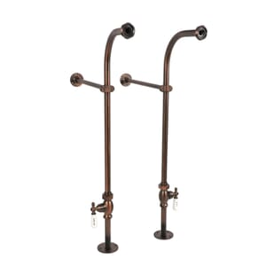 Freestanding Bath Supplies with Porcelain Lever Handles in Oil Rubbed Bronze