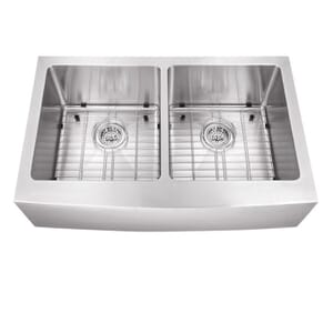 Undermount 32-7/8 in. 50/50 Bowl Apron Front 16 Ga. Stainless Steel Kitchen Sink