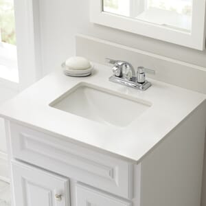 25 in. x 22 in. Winter White Engineered Stone Vanity Top with Trough Basin and 4 in. Faucet Spread
