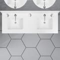 61 in. x 22 in. Morning Frost Quartz Double Vanity Top with Ceramic Basins