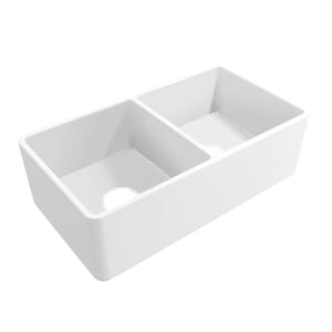 33 in. 50/50 Bowl Farmhouse Fireclay Kitchen Sink