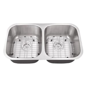 Undermount 32-1/4 in. 50/50 Bowl 16 Ga. Stainless Steel Kitchen Sink