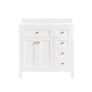 Juniper 36 in. Vanity in White with Engineered Stone Top & Ceramic Basin