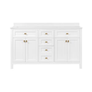 Juniper 60 in. Double Vanity in White with Engineered Stone Top & Ceramic Basins