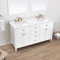 Juniper 60 in. Double Vanity in White with Engineered Stone Top & Ceramic Basins