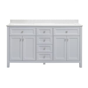 Juniper 60 in. Double Vanity in Dove Gray with Engineered Stone Top & Ceramic Basins