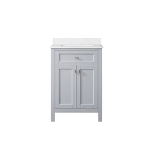 Juniper 24 In. Vanity in Dove Gray With Engineered Stone Top & Ceramic Basin
