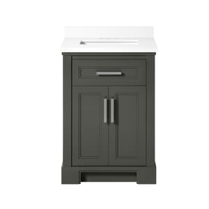 SCARLETT 24IN VANITY IN CHARCOAL GREY WITH WHITE QUARTZ TOP & CERAMIC BASIN