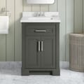 SCARLETT 24IN VANITY IN CHARCOAL GREY WITH WHITE QUARTZ TOP & CERAMIC BASIN