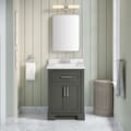 SCARLETT 24IN VANITY IN CHARCOAL GREY WITH WHITE QUARTZ TOP & CERAMIC BASIN