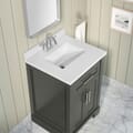 SCARLETT 24IN VANITY IN CHARCOAL GREY WITH WHITE QUARTZ TOP & CERAMIC BASIN