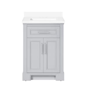 SCARLETT 24IN VANITY IN DOVE GREY WITH WHITE QUARTZ TOP & CERAMIC BASIN