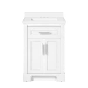 SCARLETT 24IN VANITY IN WHITE WITH WHITE QUARTZ TOP & CERAMIC BASIN