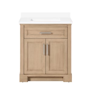 SCARLETT 30IN VANITY IN SAHARA BIRCH WITH WHITE QUARTZ TOP & CERAMIC BASIN