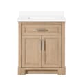 SCARLETT 30IN VANITY IN SAHARA BIRCH WITH WHITE QUARTZ TOP & CERAMIC BASIN