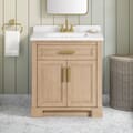 SCARLETT 30IN VANITY IN SAHARA BIRCH WITH WHITE QUARTZ TOP & CERAMIC BASIN