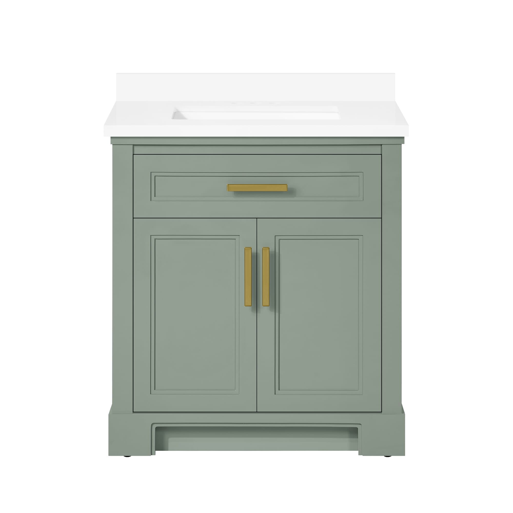 SCARLETT 30IN VANITY IN SAGE GREEN WITH WHITE QUARTZ TOP