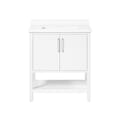 BANKS 30IN VANITY WITH SLAB DOOR IN WHITE WITH WHITE QUARTZ TOP & CERAMIC BASIN