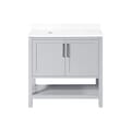 BANKS 36IN VANITY WITH SHAKER DOOR IN DOVE GREY WITH WHITE QUARTZ TOP & CERAMIC BASIN