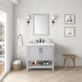 BANKS 36IN VANITY WITH SHAKER DOOR IN DOVE GREY WITH WHITE QUARTZ TOP & CERAMIC BASIN