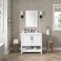 BANKS 36IN VANITY WITH SHAKER DOOR IN WHITE WITH WHITE QUARTZ TOP & CERAMIC BASIN