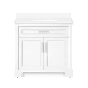 SCARLETT 36IN VANITY IN WHITE WITH WHITE QUARTZ TOP & CERAMIC BASIN