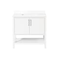 BANKS 36IN VANITY WITH SLAB DOOR IN WHITE WITH WHITE QUARTZ TOP & CERAMIC BASIN