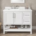 BANKS 42IN VANITY WITH SHAKER DOOR IN WHITE WITH WHITE QUARTZ TOP & CERAMIC BASIN