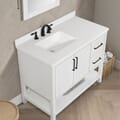 BANKS 42IN VANITY WITH SHAKER DOOR IN WHITE WITH WHITE QUARTZ TOP & CERAMIC BASIN