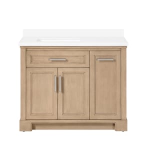 SCARLETT 42IN VANITY IN SAHARA BIRCH WITH WHITE QUARTZ TOP & CERAMIC BASIN