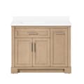 SCARLETT 42IN VANITY IN SAHARA BIRCH WITH WHITE QUARTZ TOP & CERAMIC BASIN