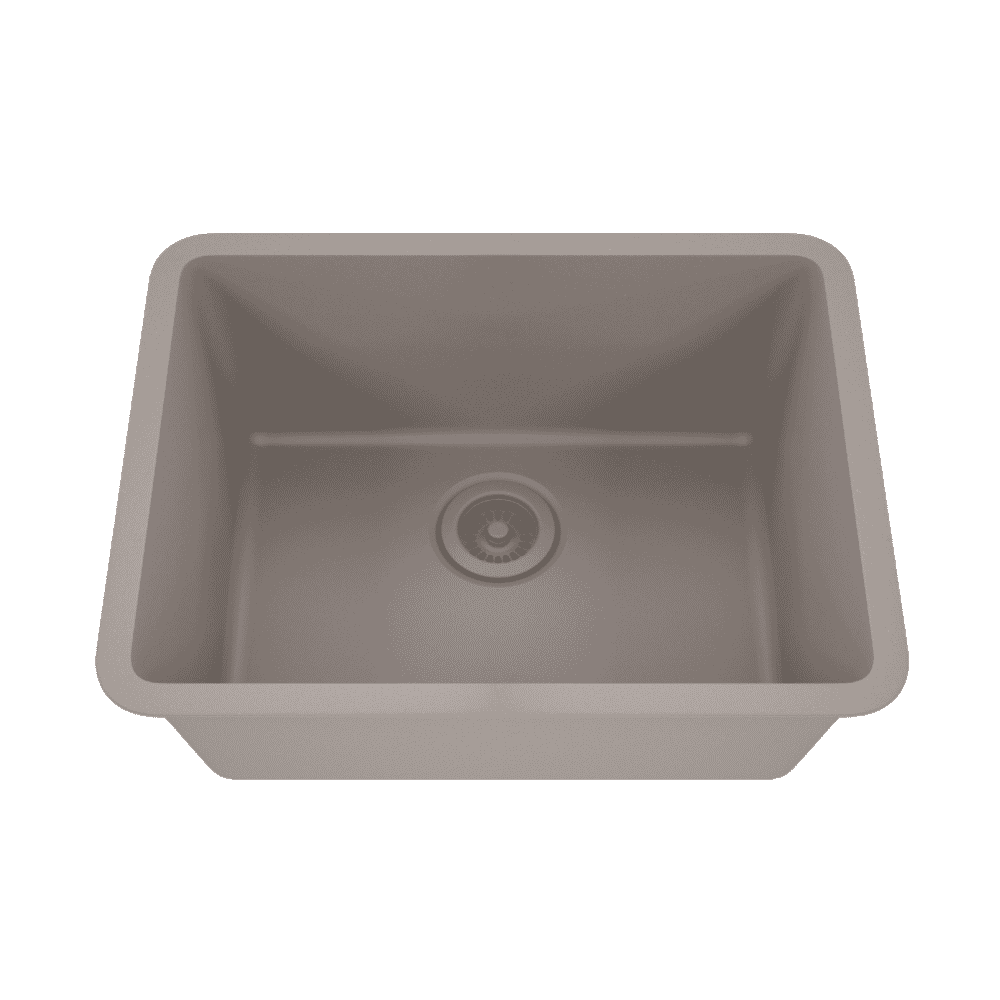 23 in. Single Bowl Undermount Quartz Kitchen Sink, Concrete