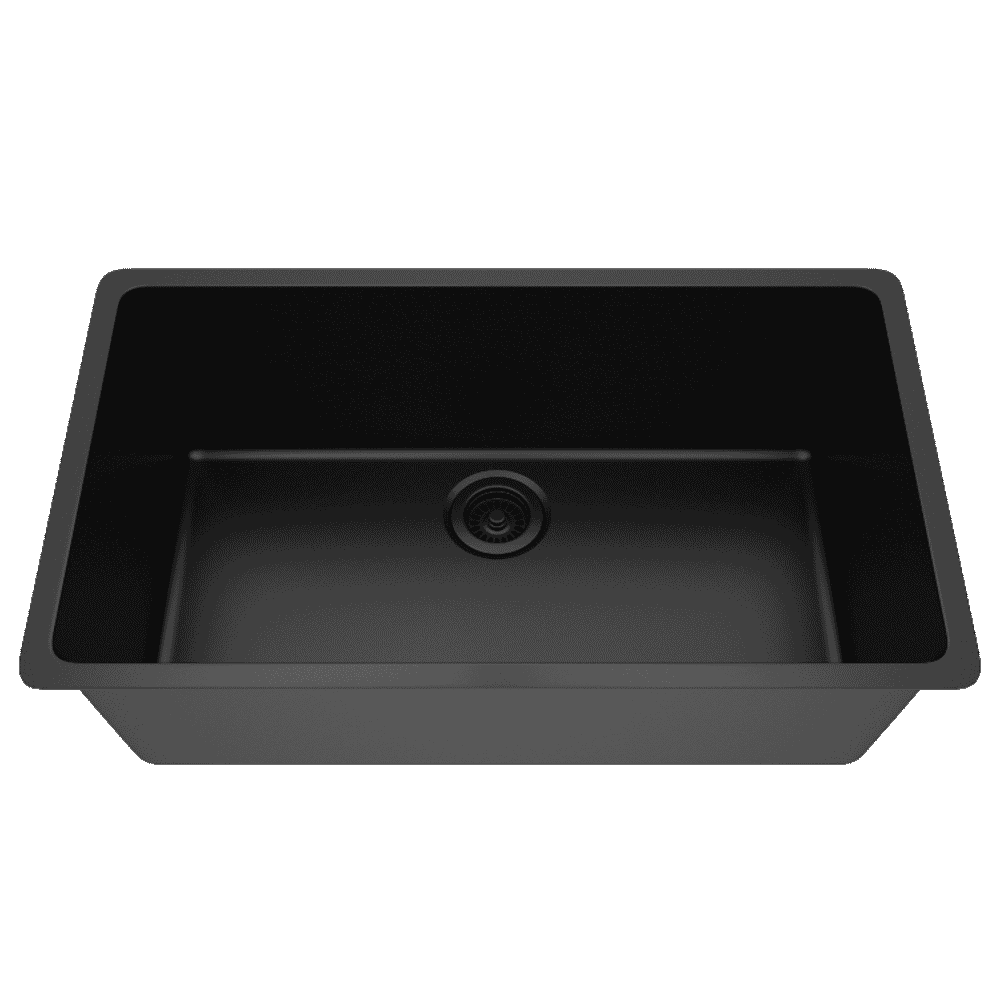 32 in. Single Bowl Undermount Quartz Kitchen Sink, Black