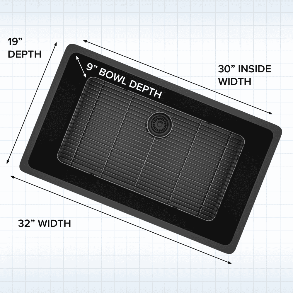 32 in. Single Bowl Undermount Quartz Kitchen Sink, Concrete