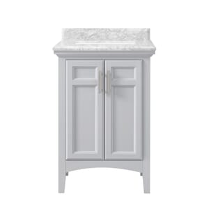 Ellis 24 in. Vanity in Dove Gray with Carrara Marble Top & Ceramic Basin