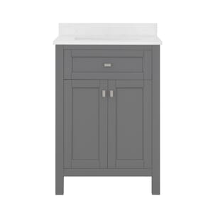 Juniper 24 in. Vanity in Charcoal Gray with Engineered Stone Top and Ceramic Basin