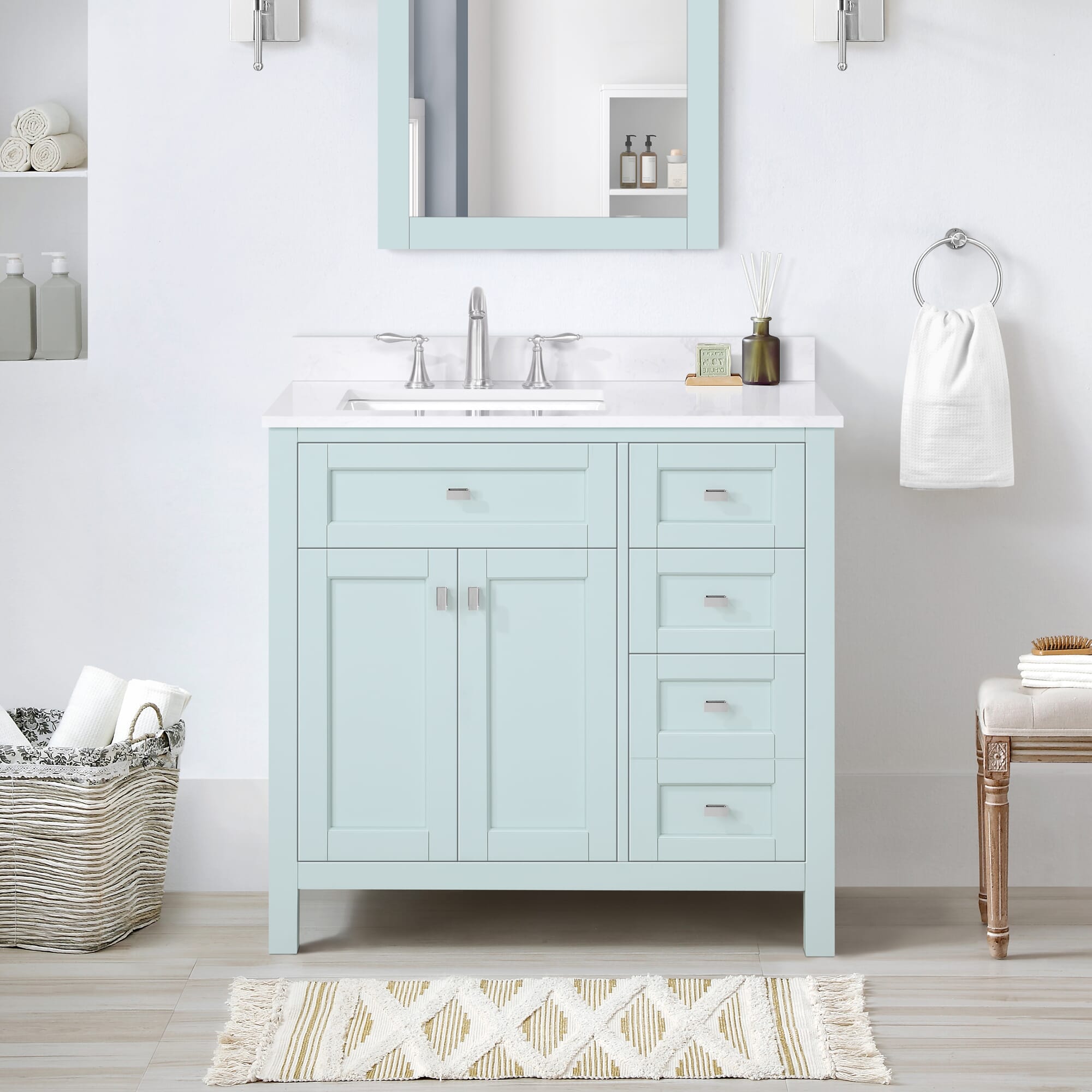 Juniper 36 in. Vanity in Mint Julep with Engineered Stone