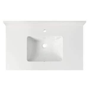 37 in. x 22 in. Morning Frost Quartz Vanity Top with Ceramic Basin