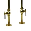 Freestanding Bath Supplies with Porcelain Lever Handles in Polished Brass