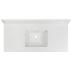 49 in. x 22 in. Morning Frost Quartz Vanity Top with Ceramic Basin