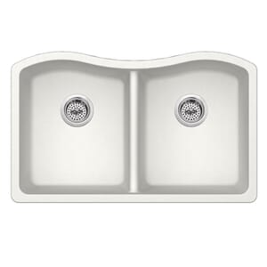 Undermount 32-1/2 in. x 20 in. 50/50 Bowl Quartz Kitchen Sink